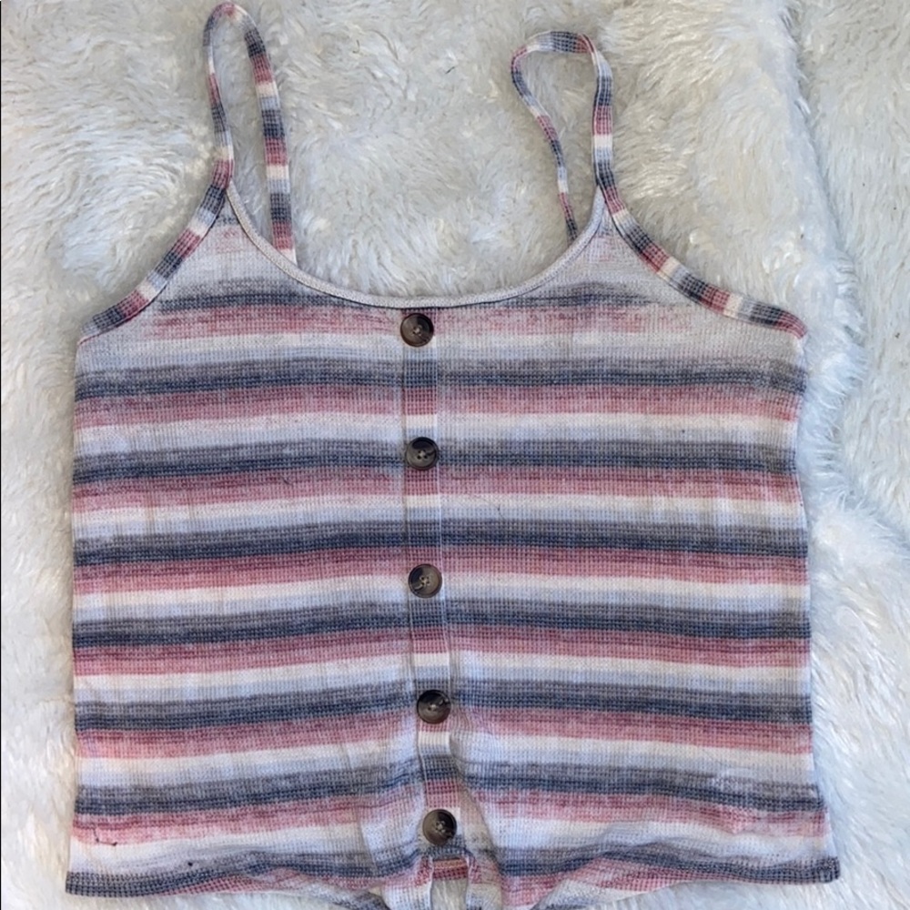 American Eagle Blue, Pink, White striped tank